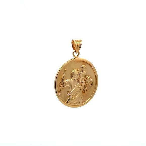 18K Gold Pendant Jesus Christ Saint Joseph Round 2.79 grams - Picture 4 of 14